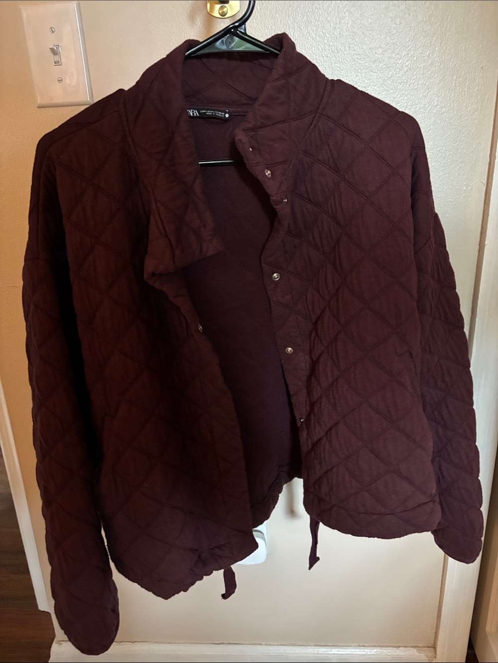 Zara Quilted Dark Burgundy Quilted Jacket